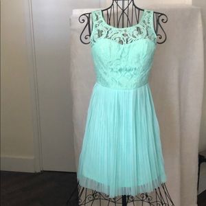 Mint Green Lace and Tulle Mini Dress